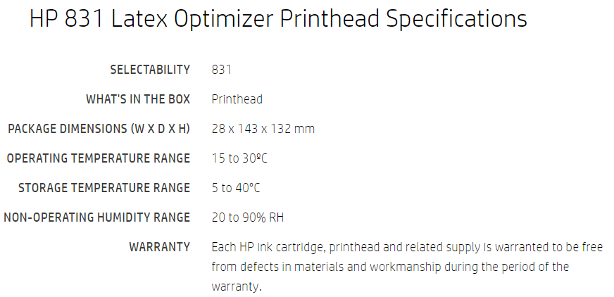 HP 831 Optimizer Printhead for HP Latex 310, 315, 330, 335, 360 